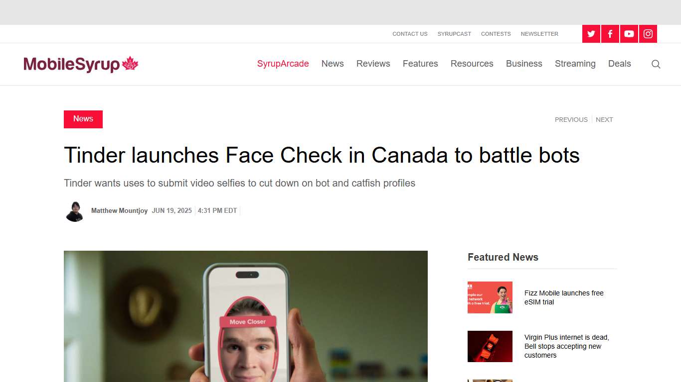 Tinder launches Face Check in Canada to battle bots